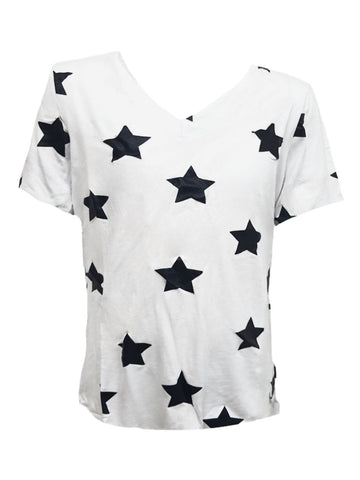 TEREZ Girl's White Stars Foil T-Shirt #11927773 Large NWT