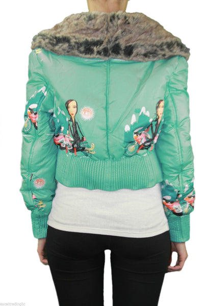 CUSTO BARCELONA Womens Cold Highway Teal Cropped Jacket 592466 $454 NWT