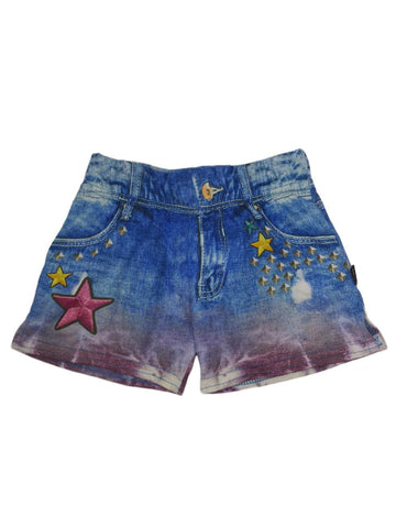 TEREZ Girl's Blue Denim Stars And Studs Shorts #437031110 5 Years NWT