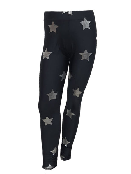 TEREZ Girl's Black Stars Athletic Leggings #11177774 11 Years NWT