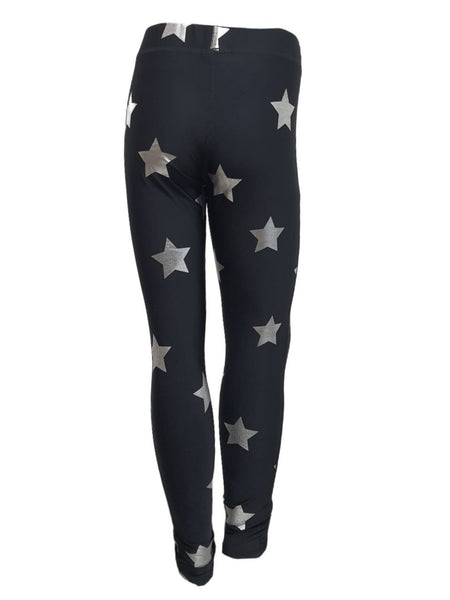 TEREZ Girl's Black Stars Athletic Leggings #11177774 11 Years NWT