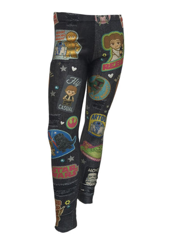 TEREZ Girl's Black Star Wars Rebel Vs Empire Leggings #4018051 NWT