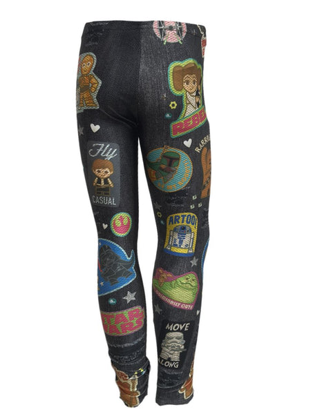 TEREZ Girl's Black Star Wars Rebel Vs Empire Leggings #4018051 NWT