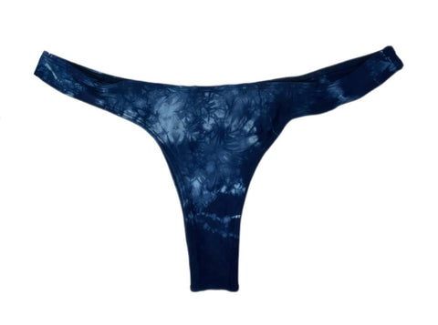 Frankies Women's Tie Die Blue Sunny Thong Swim Bottom Size L NWT