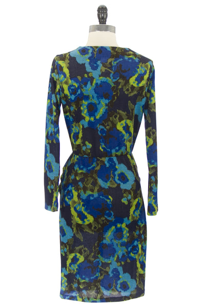 VON VONNI Women's Susanne Blue Floral Long Sleeve V-Neck Dress $130 NEW