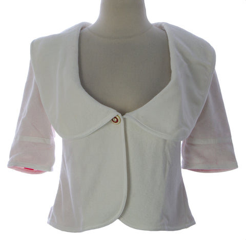 PRIORITIES Women's White Terry Cloth Cropped Jacket #41565 $124 NEW