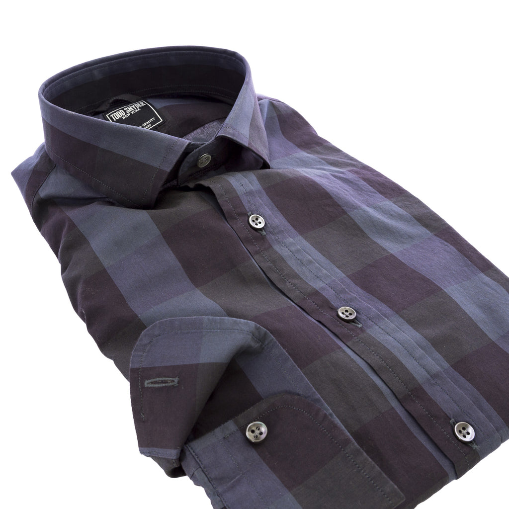 TODD SNYDER Men's Navy Checkered Button-Down Shirt $225 NEW