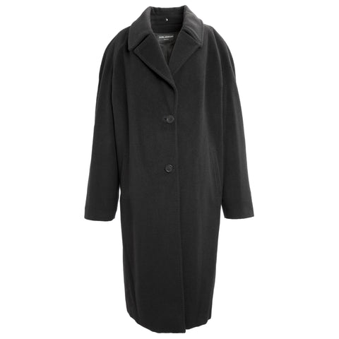 TONIA ANDRESINI Black Merino Wool Single Breasted Peacoat 1090 IT 54 $968 NWT