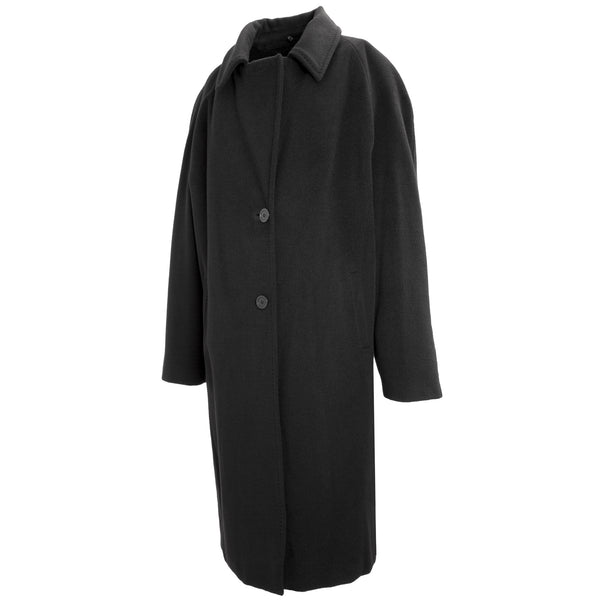 TONIA ANDRESINI Black Merino Wool Single Breasted Peacoat 1090 IT 54 $968 NWT