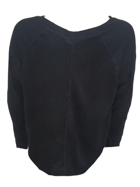 TEREZ Girl's Black Ripped Collar Long Sleeve Shirt #1437546 NWT