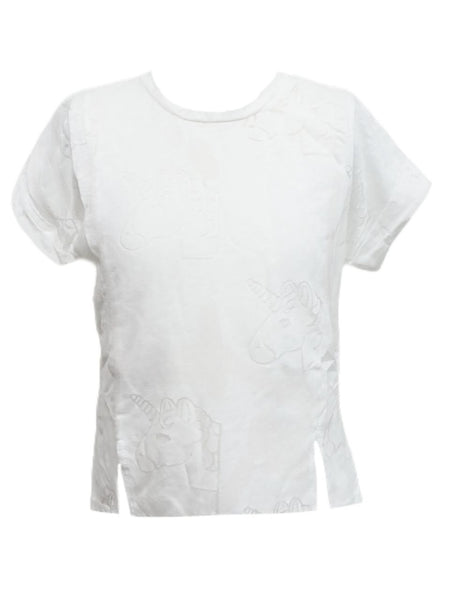 TEREZ Girl's White Unicorn Emoji T-Shirt #33697962 NWT