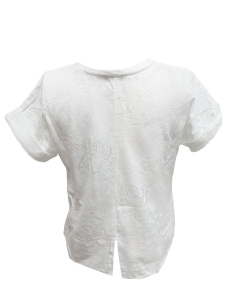 TEREZ Girl's White Unicorn Emoji T-Shirt #33697962 NWT