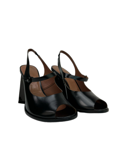 Max Mara Women's Nero Varetus Wide Fit Flare Heel Slingback Sandals Size 9 NWB