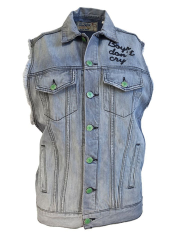 SANDRINE ROSE Women's Blue Denim Emotional Rescue Vest #111702 X-Small NWT