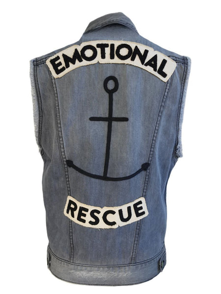 SANDRINE ROSE Women's Blue Denim Emotional Rescue Vest #111702 X-Small NWT