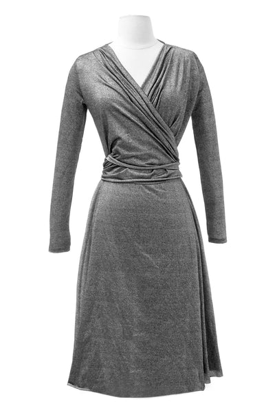 VON VONNI Women's Tropic Silver Victoria Short Long Sleeve Transformer Dress NWT