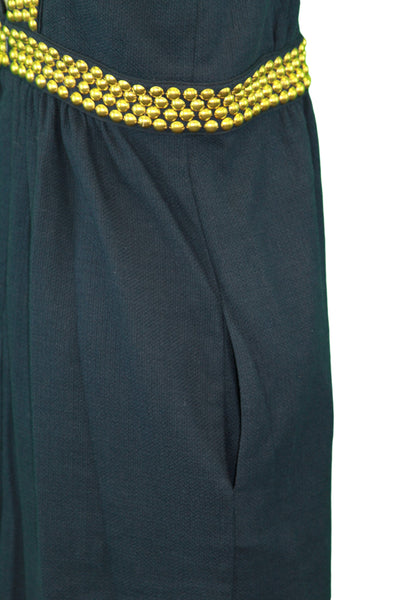 ELIZABETH MCKAY Navy Rivet Detailed Empire Waist Virginia Dress 5062 $285 NWT