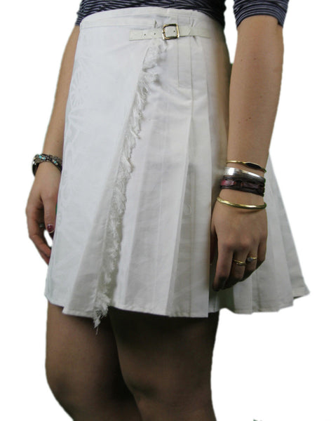 CUSTO BARCELONA Women's White Banano Pleated Kilt Skirt 293533 $127 NWT