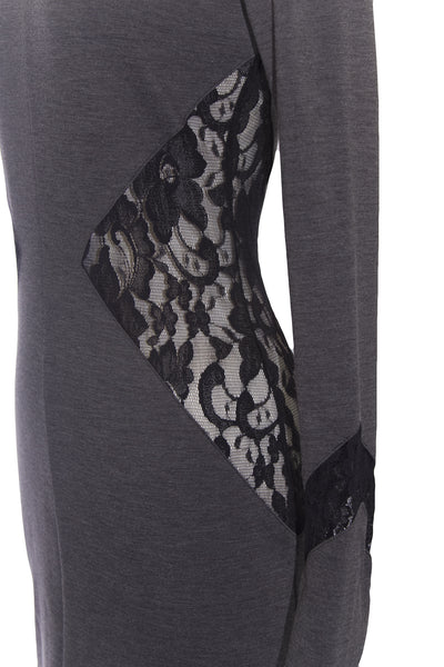 VON VONNI Women's Zaza Gray Fitted Long Sleeve Cut-Out Mini Dress Sz S $140 NEW