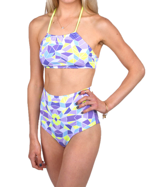 ZINKE Women's Kaleidoscope Print Sloane High Neck Bikini Top $72 NEW